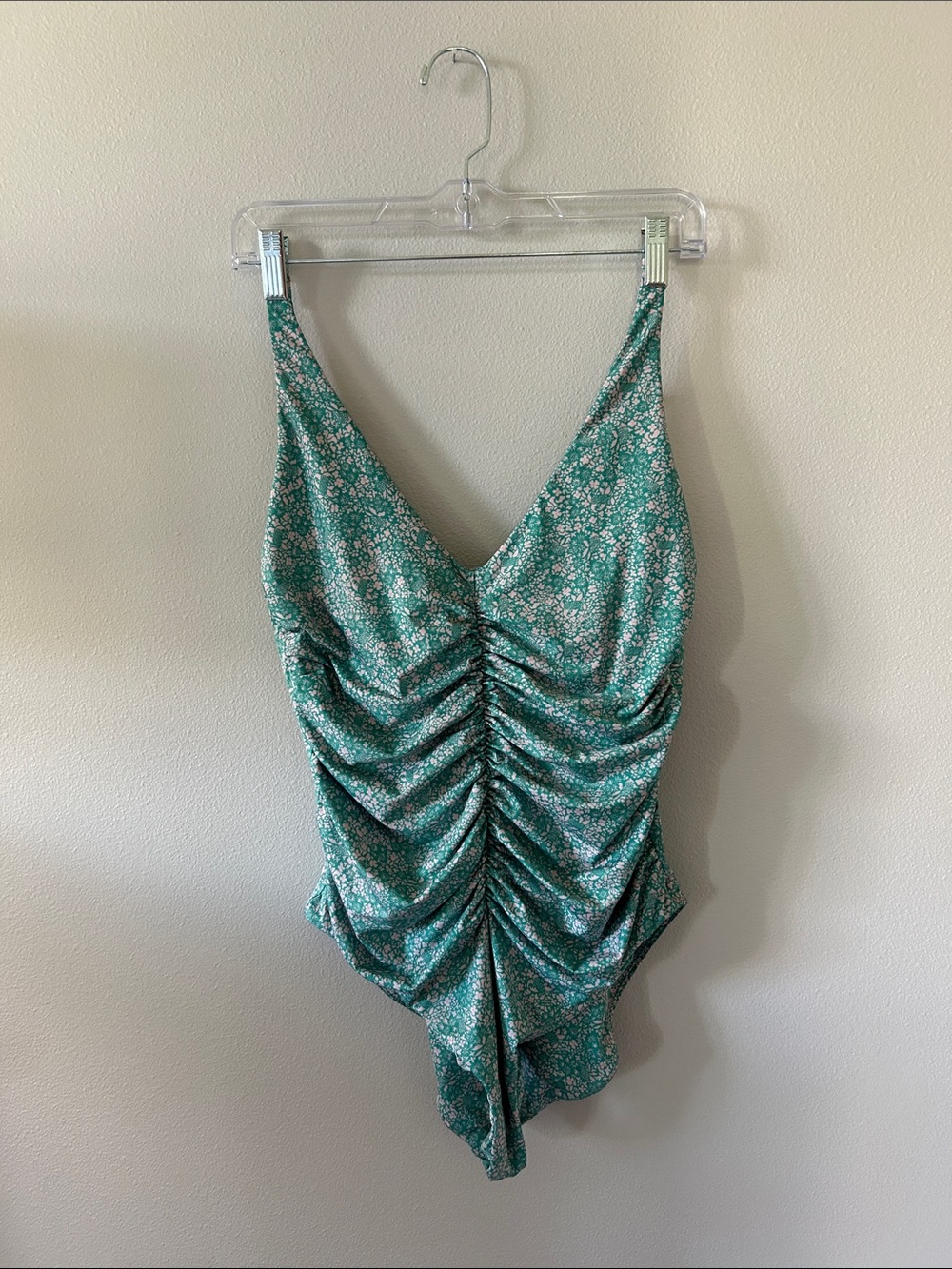 Hatch maternity Green & Pink Floral Ruched One-Piece swimsuit size S